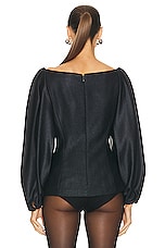 Chloe Satin Blouse in Black, view 3, click to view large image.
