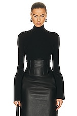 Chloe Turtleneck Flare Sleeve Top in Black, view 1, click to view large image.