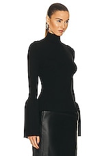 Chloe Turtleneck Flare Sleeve Top in Black, view 2, click to view large image.