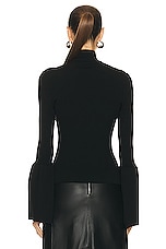 Chloe Turtleneck Flare Sleeve Top in Black, view 3, click to view large image.