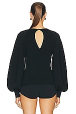 Chloe Long Sleeve Cut Out Top in Black, view 3, click to view large image.