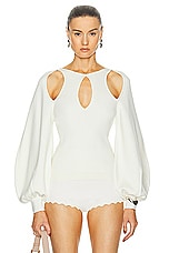 Chloe Long Sleeve Cut Out Top in Iconic Milk, view 1, click to view large image.