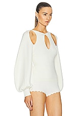 Chloe Long Sleeve Cut Out Top in Iconic Milk, view 2, click to view large image.