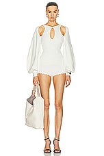 Chloe Long Sleeve Cut Out Top in Iconic Milk, view 4, click to view large image.
