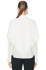 Chloe Long Sleeve Crepe De Chine Blouse in Iconic Milk, view 3, click to view large image.