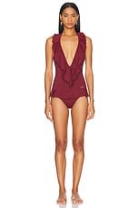 Chloe Ruffled One Piece Swimsuit in Absolute Red | FWRD
