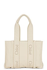 Chloe Woody Medium Tote Bag in Dusty Ivory, view 1, click to view large image.