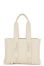Chloe Woody Medium Tote Bag in Dusty Ivory, view 3, click to view large image.