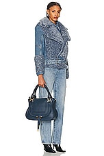 Chloe Medium Marcie Double Carry Bag in Navy, view 2, click to view large image.