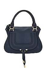 Chloe Medium Marcie Double Carry Bag in Navy, view 3, click to view large image.