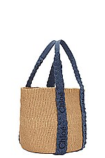 Chloe Large Woody Basket Bag in Denim, view 4, click to view large image.