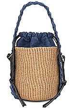 Chloe Small Woody Bucket Bag in Denim, view 3, click to view large image.