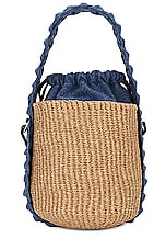 Chloe Small Woody Bucket Bag in Denim, view 4, click to view large image.