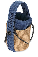 Chloe Small Woody Bucket Bag in Denim, view 6, click to view large image.