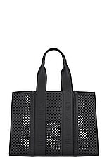 Chloe Woody Mesh Tote Bag in Black, view 3, click to view large image.