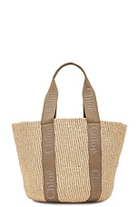 Chloe Woody Large Basket Tote Bag in Dark Nut, view 2, click to view large image.