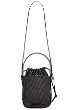 Chloe Woody Raffia Bucket Bag in Black, view 1, click to view large image.
