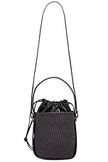Chloe Woody Raffia Bucket Bag in Black, view 3, click to view large image.