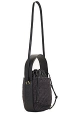 Chloe Woody Raffia Bucket Bag in Black, view 4, click to view large image.