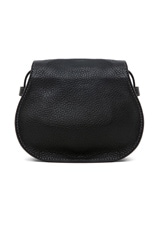 Chloe Small Marcie Grained Calfskin Saddle Bag in Black, view 3, click to view large image.