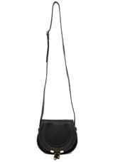 Chloe Small Marcie Grained Calfskin Saddle Bag in Black, view 6, click to view large image.