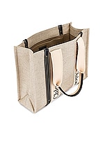 Chloe Medium Woody Tote Bag in White & Blue, view 5, click to view large image.