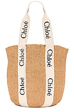 Chloe Large Woody Tote Bag in White, view 1, click to view large image.