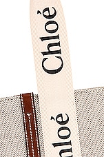 Chloe Medium Woody Tote Bag in White & Brown, view 7, click to view large image.