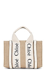 Chloe Mini Woody Tote Bag in White, view 3, click to view large image.