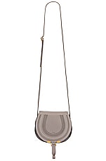 Chloe Small Marcie Grained Calfskin Saddle Bag in Cashmere Grey, view 1, click to view large image.