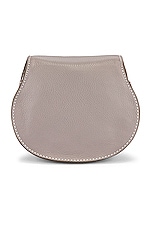 Chloe Small Marcie Grained Calfskin Saddle Bag in Cashmere Grey, view 4, click to view large image.