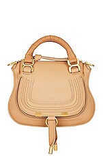 Chloe Marcie Mini Satchel Bag in Milky Brown, view 3, click to view large image.