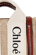 Chloe Woody Nano Tote Bag in White & Brown, view 8, click to view large image.