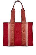 Chloe Woody Tote Bag in Dark Red, view 3, click to view large image.