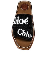 Chloe Woody Flat Slides in Black, view 4, click to view large image.