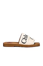 Chloe Woody Flat Slides in White, view 1, click to view large image.