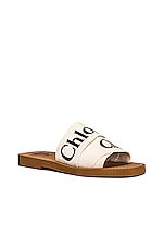 Chloe Woody Flat Slides in White, view 2, click to view large image.