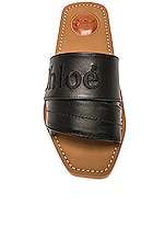 Chloe Woody Flat Slides in Black, view 4, click to view large image.