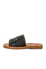 Chloe Woody Flat Slides in Black, view 5, click to view large image.
