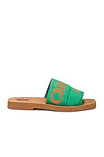 Chloe Woody Sandal in Green & Orange, view 1, click to view large image.