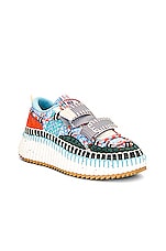 Chloe Nama Mesh Sneaker in Multicolor Red, view 2, click to view large image.