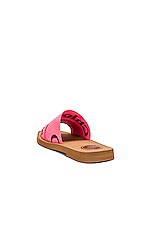 Chloe Woody Sandal in Pink & Red 1, view 3, click to view large image.