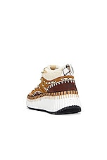 Chloe Shearling Nama Sneaker in Softy Brown, view 3, click to view large image.