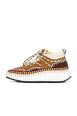 Chloe Shearling Nama Sneaker in Softy Brown, view 5, click to view large image.
