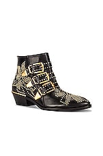 Chloe Susanna Leather Studded Booties in Black & Gold, view 2, click to view large image.
