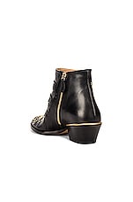 Chloe Susanna Leather Studded Booties in Black & Gold, view 3, click to view large image.