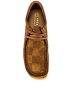 Clarks Wallabee Check Shoe in Cola, view 4, click to view large image.