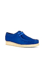 Clarks Wallabee Shoe in Bright Blue, view 2, click to view large image.