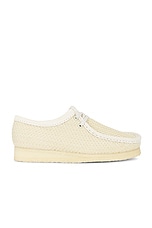 Clarks Wallabee Boot in Off White Mesh, view 1, click to view large image.