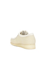 Clarks Wallabee Boot in Off White Mesh, view 3, click to view large image.